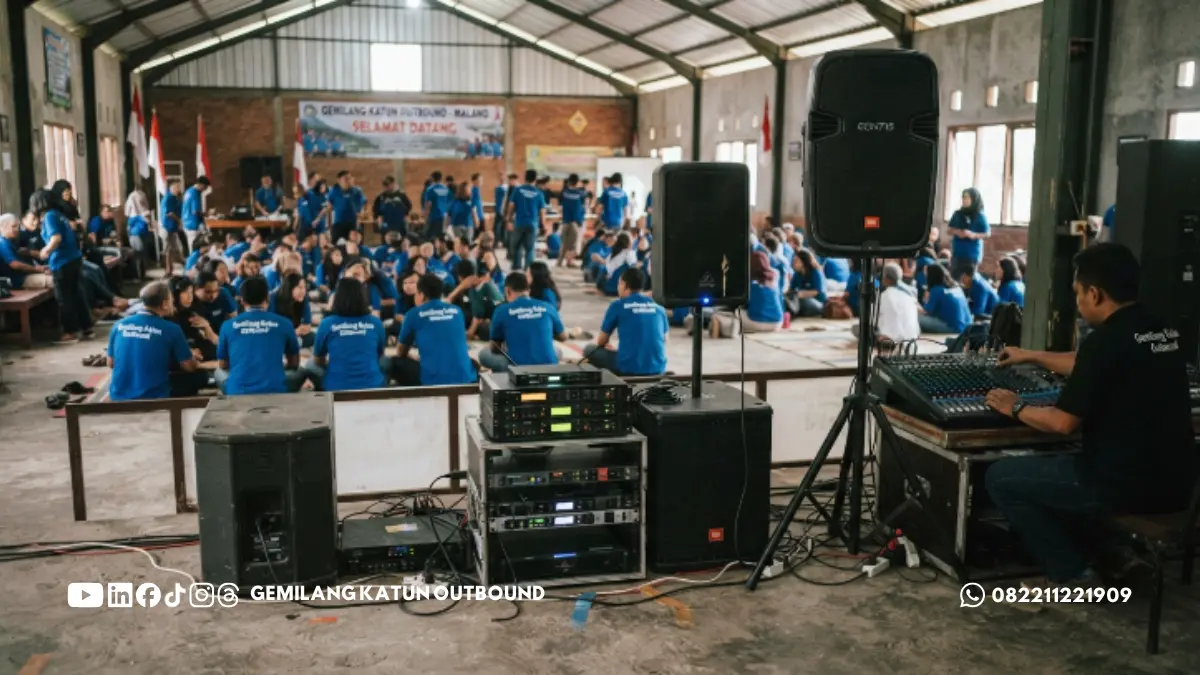 fasilitas sound system di aula outbound Malang