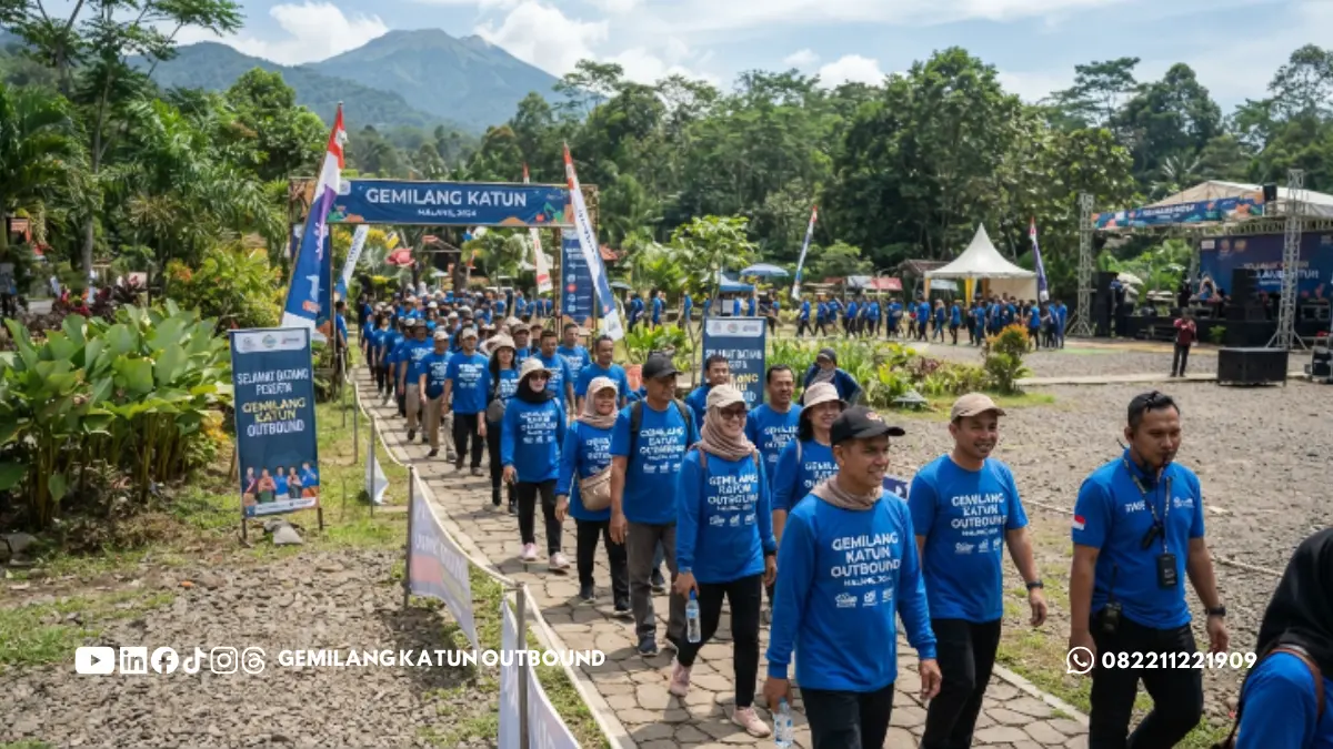 alur peserta rombongan besar di venue outbound Malang